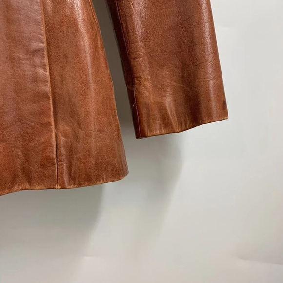 Guess Women's Vintage 100% Genuine Leather 90's Button Up Mid Length Coat Size M - Picture 5 of 11